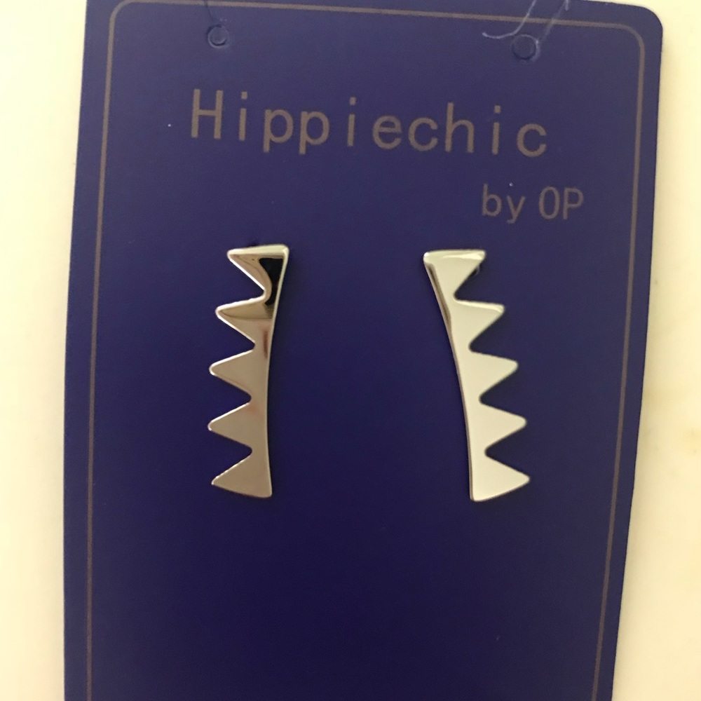 NWT Hippie Chic By OP Silver Spike Dangle Earrings